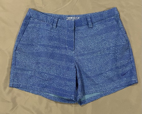 EUC Nike Golf Dri-FIT Women's Shorts Zip Flat Front SZ 4 Blue Pattern - Picture 2 of 7