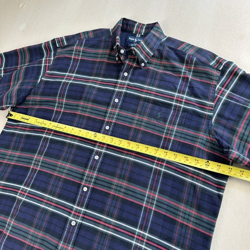 VTG Ralph Lauren Big Shirt Mens Large Relaxed Navy Red Green Tartan Plaid Canvas - Picture 5 of 20