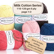 Milk Cotton Blend DK Weight 3 Yarn 3.9oz/110g 5ply Amigurumi Baby Page01 MCS