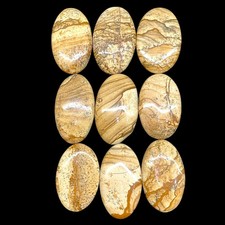 9 Pcs Natural Picture Jasper Cabochons 40-42mm Oval Shapes Polished Gemstones