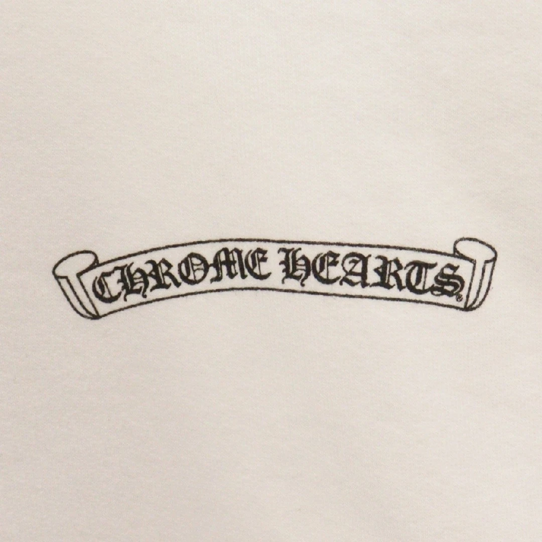 CHROME HEARTS Borsa CH Plus Stampa Pullover Felpa con Cappuccio Bianco Usato9546afb59f74c40d