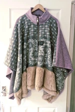 MADE IN ITALY Cape Poncho Wool Blend  OSFA 14 16 18 20 NWOT Autumn Winter