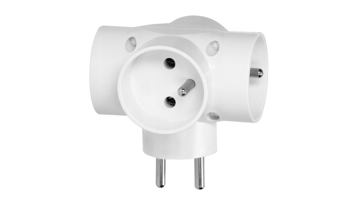 Distributor 4-way 4x2P + Z, with grounding, White 28137