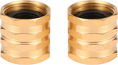2 Pack Brass Garden Hose Adapter 3/4" Female to Female Swivel Connector with Was - Picture 4 of 5