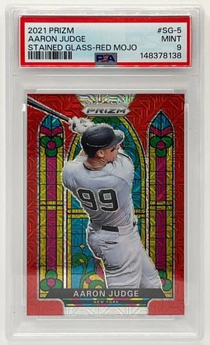 2021 Panini Prizm Aaron Judge Stained Glass Red Mojo /149 Yankees PSA 9