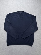 Brooks Brothers Sweater Mens Large Navy Pima Cotton V Neck Knit Pullover Vintage