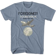 Foreigner - Double Vision - American Classics - Heather Blue Adult Short Sleeve