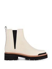 MARC FISHER Womens White 1" Platform Ilora Slip On Leather Booties 6.5 M