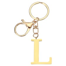 Initial Letter Key Chain Letter A-Z Keychain Initials Keyring, Golden L 