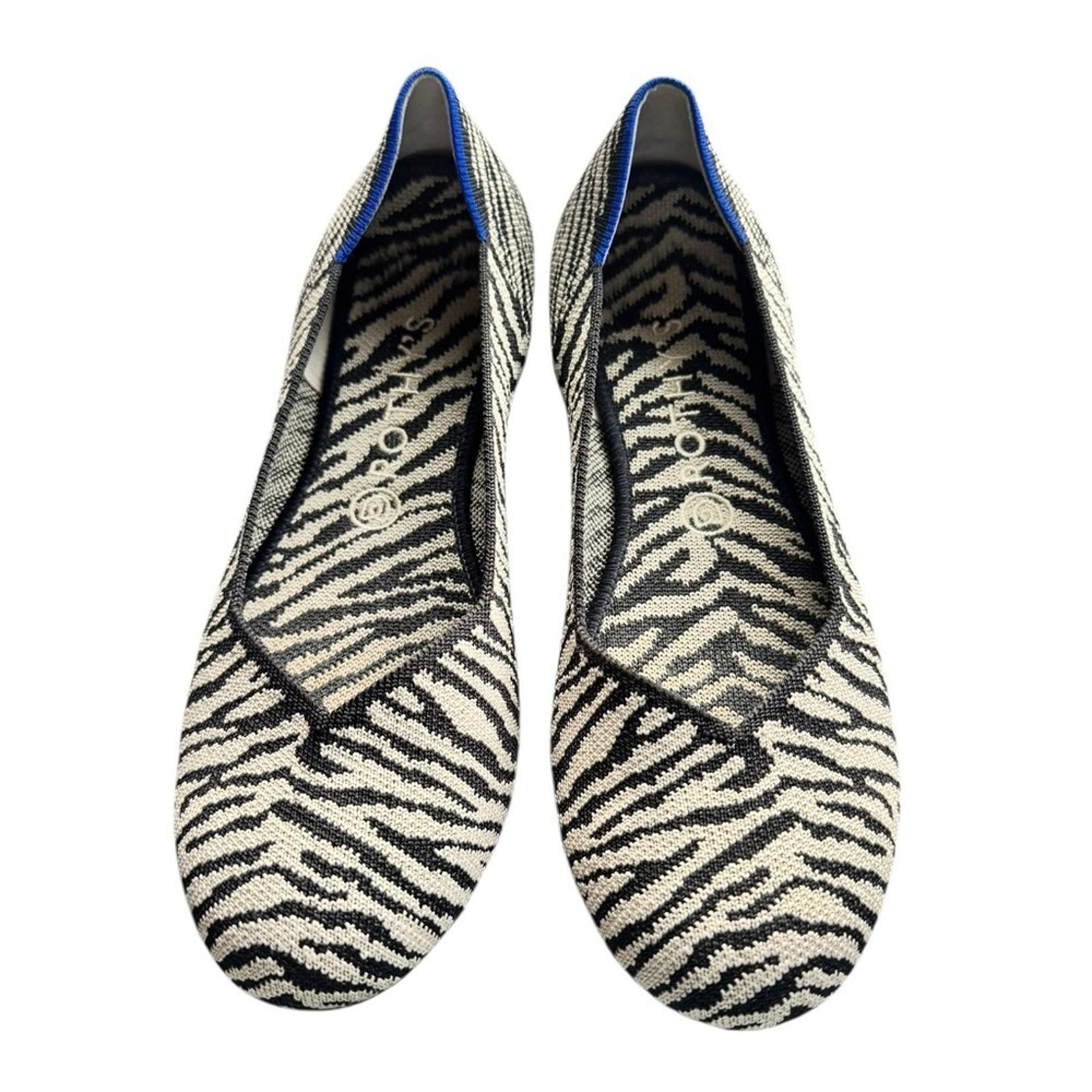 Rothy’s The Point Flats Zebra Print Black White S… - image 2