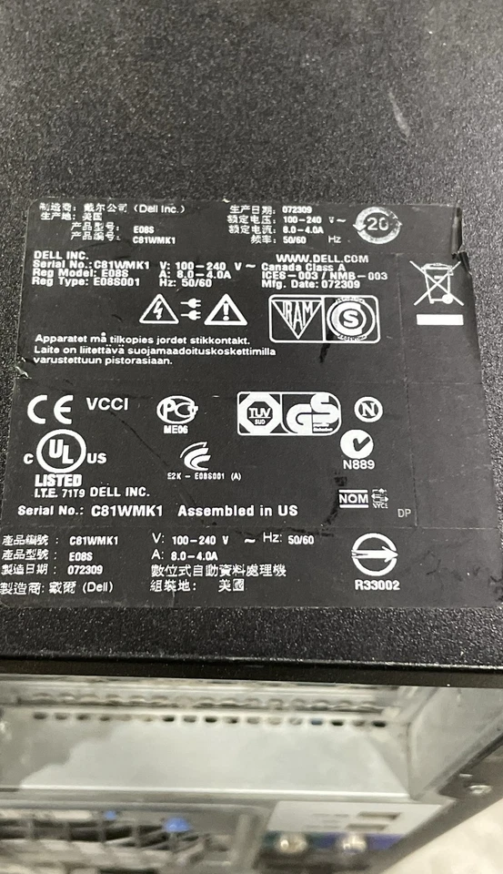 Сервер Dell PowerEdge T410 Intel Xeon без жесткого диска только на запчасти/ремонт - Изображение 3 из 4