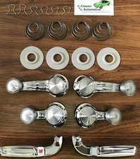 68-72 Window Crank Vent & Door Handle Kit CLEAR Knobs w/ Springs Washers Clips