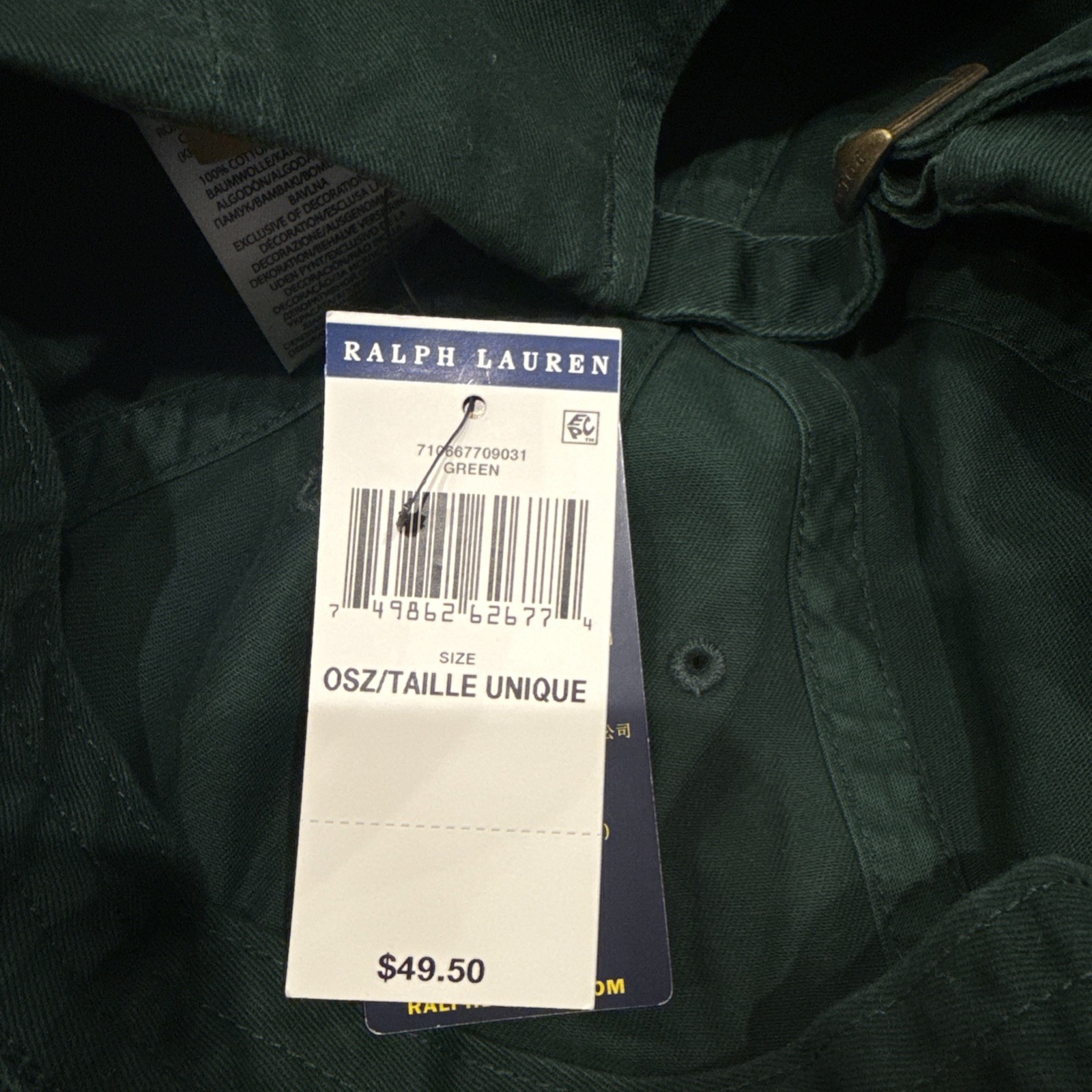 *NUOVO* Polo uomo Ralph Lauren polo pony logo ricamato cotone berretto verde