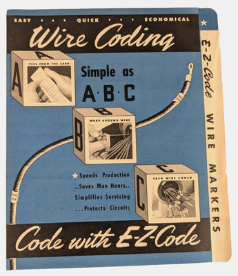 C1940s - E-Z-Code Industrial Wiring Code Markers Advertisement Brochure -B27