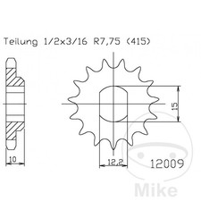 ESJOT Piñón transmisión agujero largo 11T 415 12.2/15