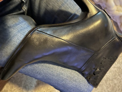 Sexy Bellini Leather 3 1/2 “ Black Laser Cut knee High Boots - Picture 9 of 17