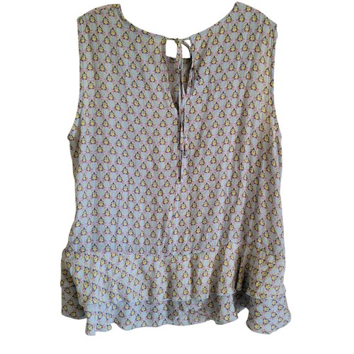 Zac & Rachel Woman Top Women's 1X Blue Floral Sleeveless Ruffled Boho Beachy - Picture 2 of 7
