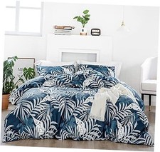 Tropical Duvet Cover 100 Cotton Blue Botanical Duvet Cover King Fresh Leaves