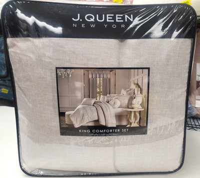 J Queen New York Lauralynn Polyester Beige 4 Piece King Comforter Set