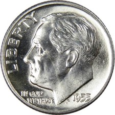 1955 D Roosevelt Silver Dime Uncirculated Mint State 10c Coin