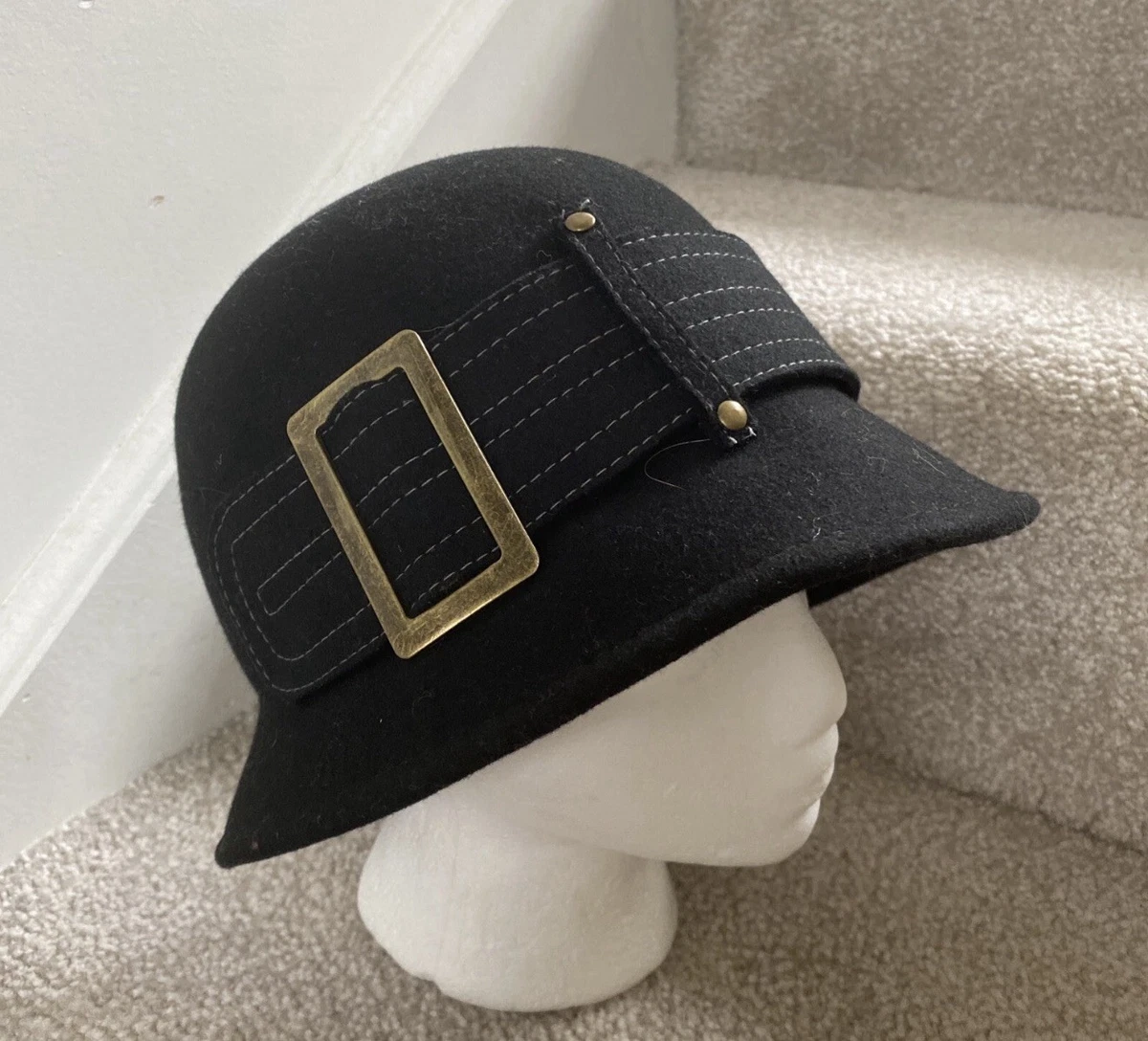 NWT Scala cloche hat black 100% wool handmade one size wide brim bucket 20’s Scala Bucket Hats 100% Wool Hats for Women for sale | eBay main image 3
