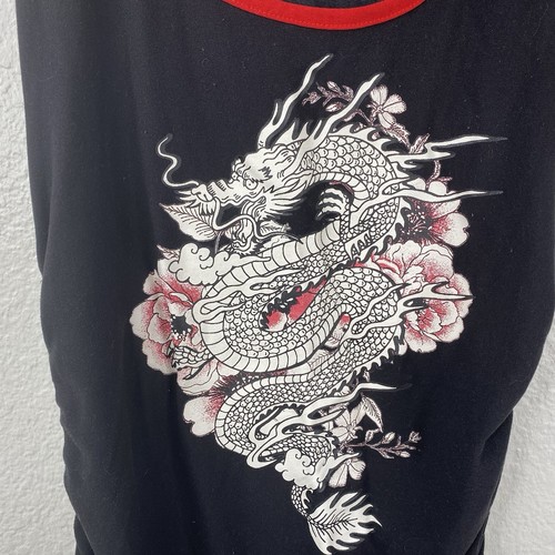 No Boundaries Dress Juniors Black Sz S Dragon Ruched Sides Sleeveless 90's Y2k - Picture 3 of 8