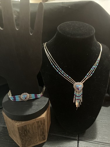 Signed Q.T. & M Sterling Southwestern Sterling Silver Multi Stone Jewelry Set