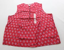 Duluth Trading Co. Women's Artisan Tank EH6 Red Classic Paisley Size 2XL NWT