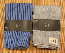 GAP 2 Pair MEN Boxer Elastic Waist 100% Cotton Blue Stripe You Choose Size