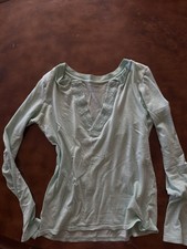 American Eagle Outfitters Women’s Maternity Light Blue V-Neck Long Sleeve Top S
