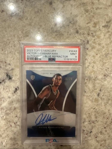 2023 Topps Mercury Victor Wembanyama Autograph Blue Refractor /75 #WA-9 PSA9