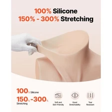 VEVOR Silicone Breastplate, H-Cup High Neckline Fake Breasts for Crossdressers,