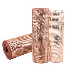2 Rolls Wider Rose Gold Deco Mesh Ribbon 10 in x 30 ft with Metallic Foil for...