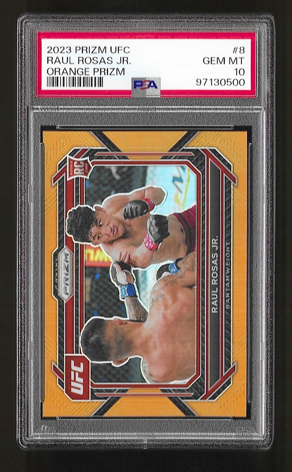 2023 Panini Prizm UFC Orange Prizm #8 Raul Rosas Jr. RC Rookie PSA 10 #/99