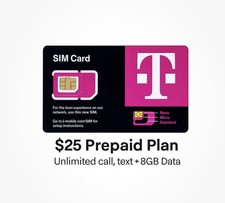 T-Mobile Pre-paid Activation SIM Kit 25 Plan Unlimited Talk Text 8GB Data