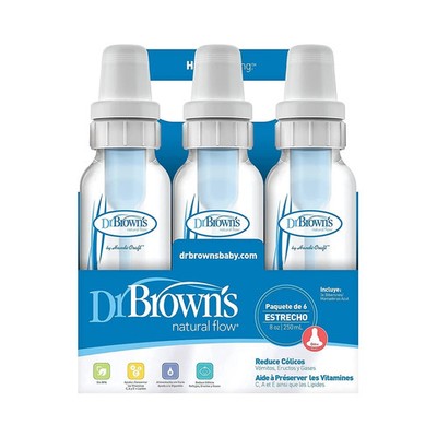 Dr. Brown's Natural Flow Anti-Colic Baby Bottles - Blue - 8oz - 6pk