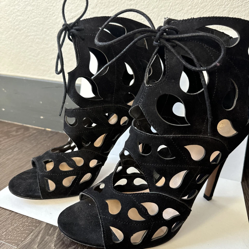 Aldo Mujer Talla 10 4” Tacón Balancín Desgarro Gota Corte Láser Cremallera Negro Foto 2 de 4