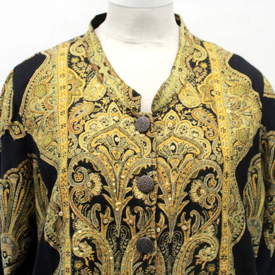Ulla Popken Vintage German Paisley Royal Button Lining Blazer Jacket Size 24/26 - Image 3 of 4