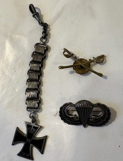 US Army WW2 Sterling Parachute Jump Wings Pin & WWI German Imperial Iron Cross