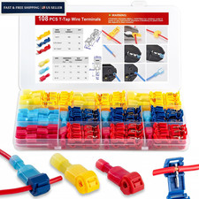 108 Pcs T-Tap Wire Connectors Kit, Quick Splice blue red yellow