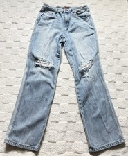Judy Blue Distressed Light Wash Straight Denim Jeans Button Zip 5-Pocket Women