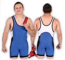 Matman Mesh Reversible Wrestling Singlet - Royal Blue/Red