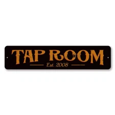 Tap Room Sign, Personalized Established Date Bar Sign, Custom Metal Wall Decor