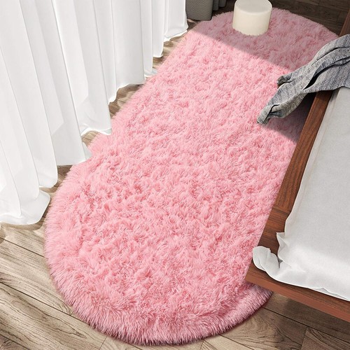 Oval Fluffy Ultra Soft Area Rugs For Bedroom Plush Shaggy Carpet For Kids Room B - Picture 6 of 7