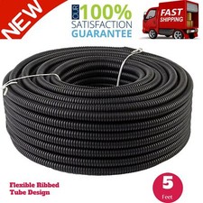5 Feet 1/2" 13Mm Split Wire Loom Conduit Polyethylene Tubing Black Color Sleeve