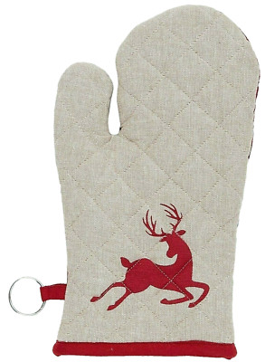 Clayre & Eef Hello Deer Backhandschuh Ofenhandschuh Baumwolle Hirsch Landhaus