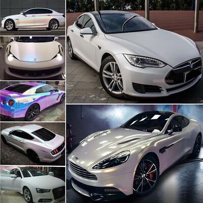 White / Car Wrap Satin Matte Chrome Pearl Glossy Rainbow Decal Vinyl Sticker US