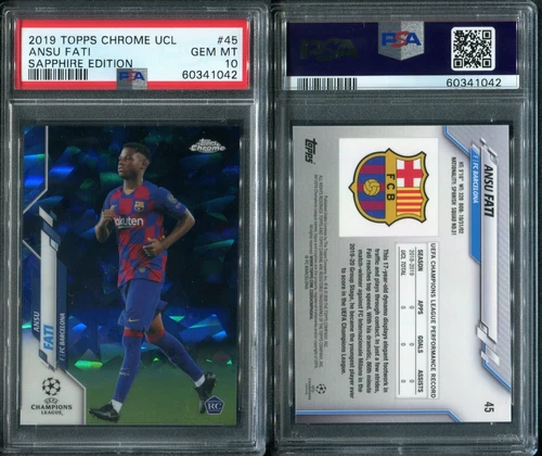 PSA 10 2019-20 Topps Chrome Sapphire UEFA Champions League Ansu Fati G00 4519