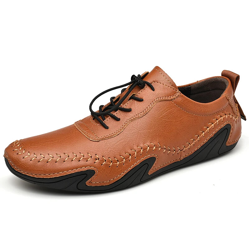 Men's Fashion Leather Shoes Waterproof Sneakers Flats Driving Shoes Soft  Loafers