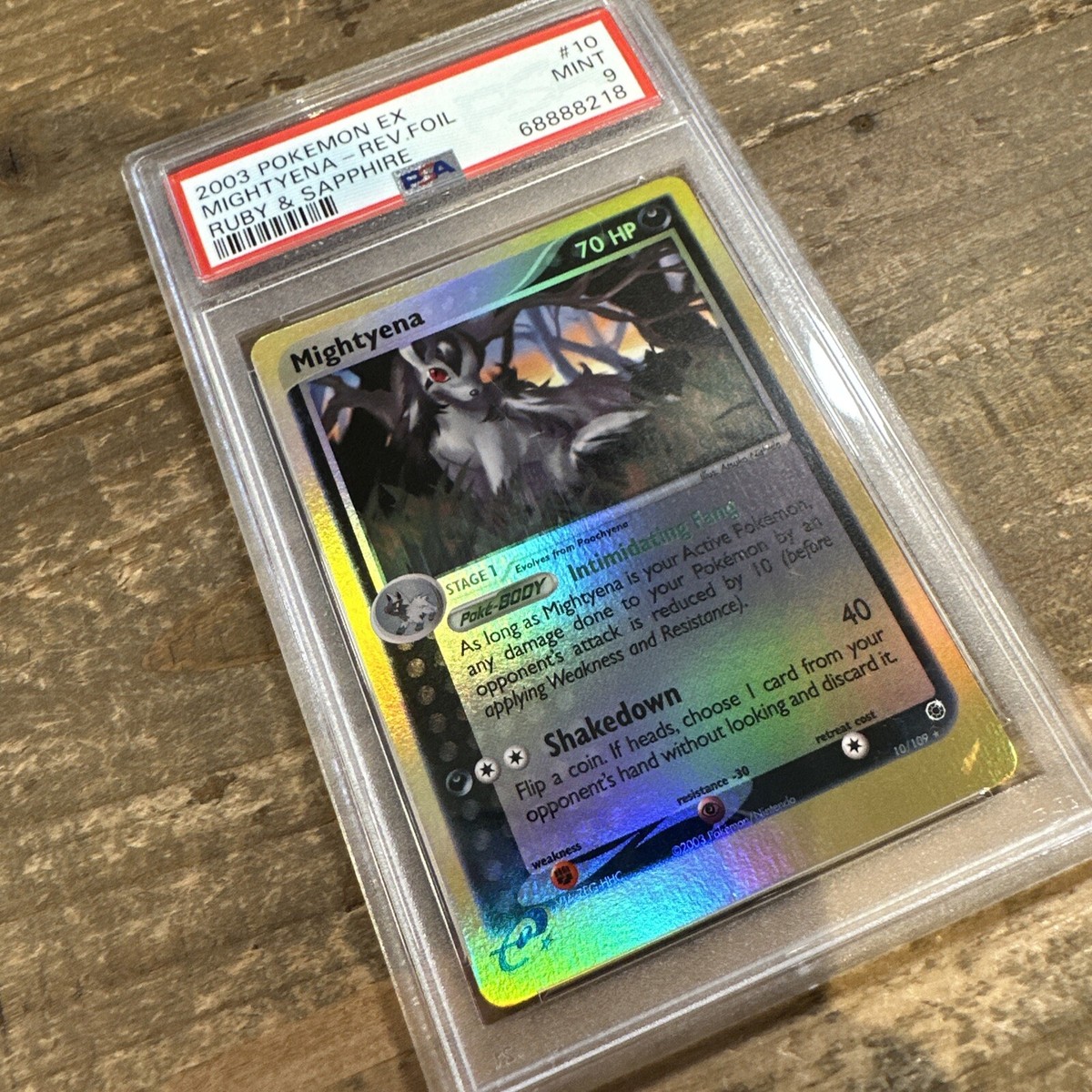 Pokemon Mightyena Reverse Holo Ex Ruby and Sapphire 10/109 PSA 9